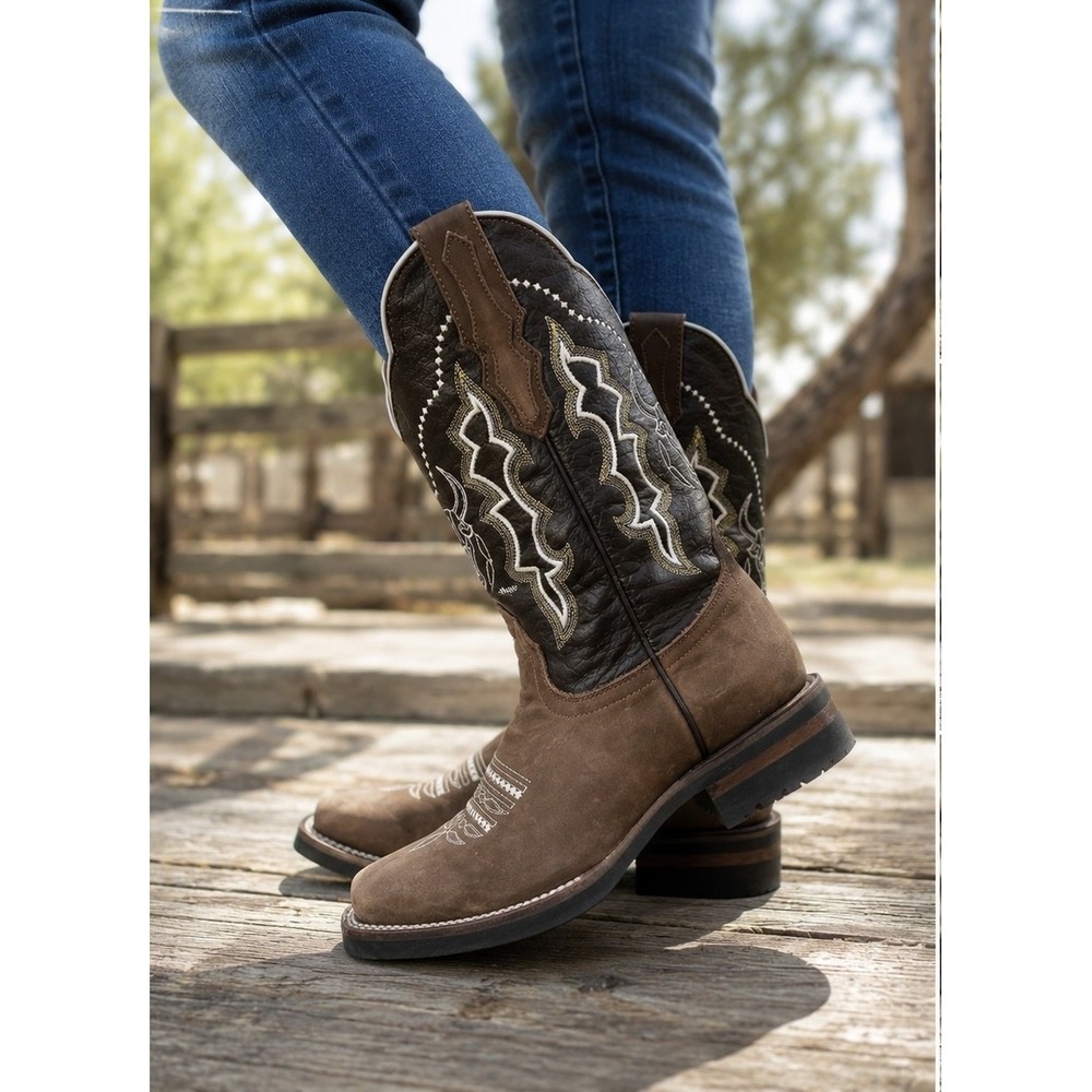 El General 1901 Western Cowboy Boots Womens 7 Brown Leather Square Toe